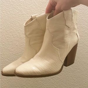 White Snake Skin Cowboy Booties
